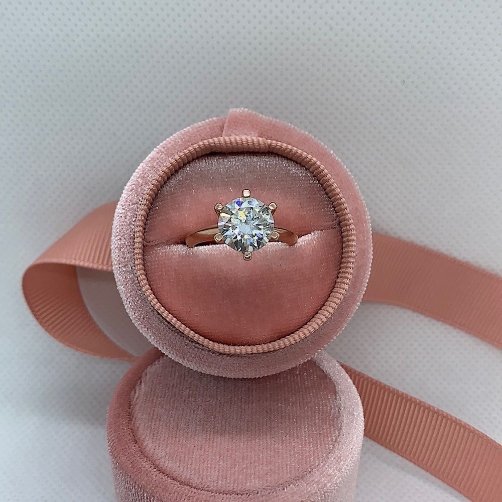 Solitaire Style 3ct Solid Rose Gold Engagement - image 1